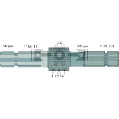 60 L drum Kroon-Oil Armado Synth LSP Ultra 5W-30 — 70802625 — lengte: 228 mm, <br> 1 3/8", 6 splines, <br> 1 3/8", 21 splines — Case IHC